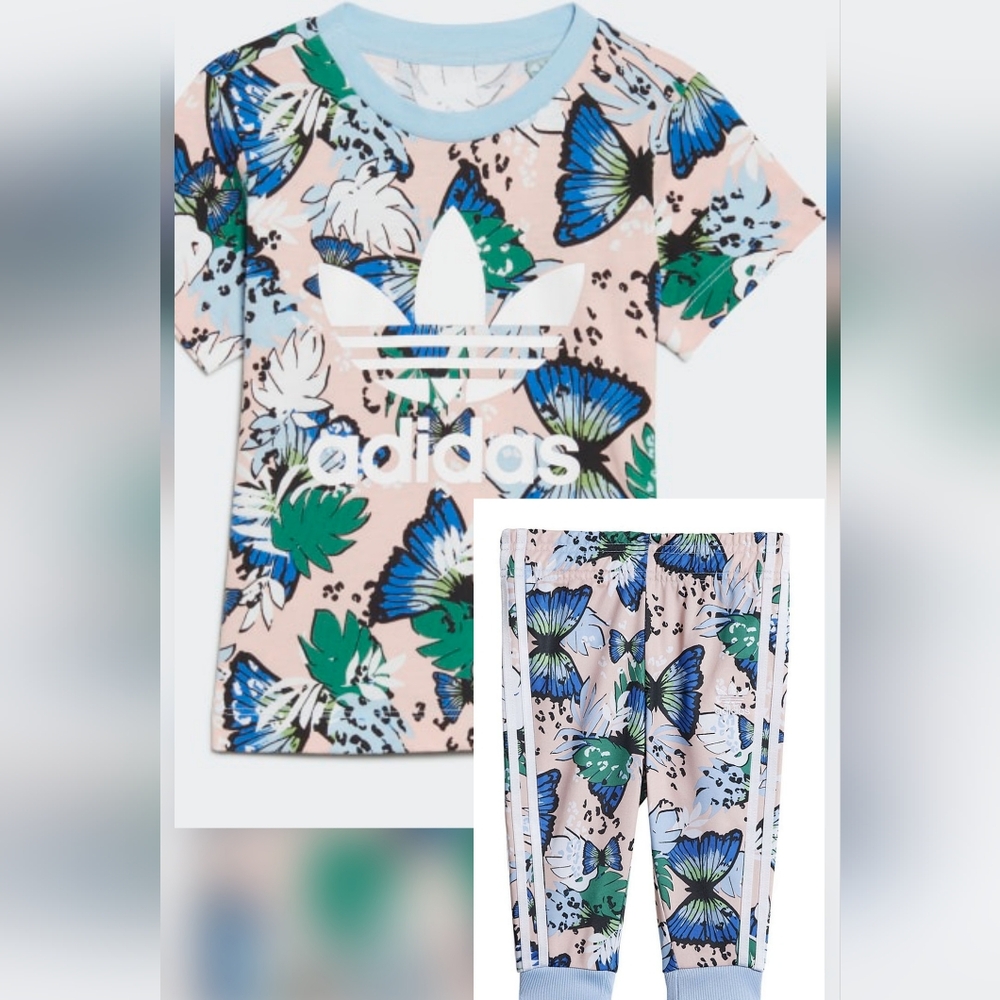 {Adidas} HER Studio London Animal Flower Pink Tropical Butterfly Tracksuit